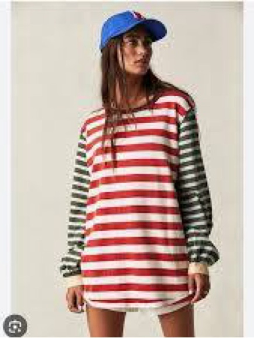 Free People We The Free Sawyer Striped Oversized Tee Shirt Top Sweatshirt Retro